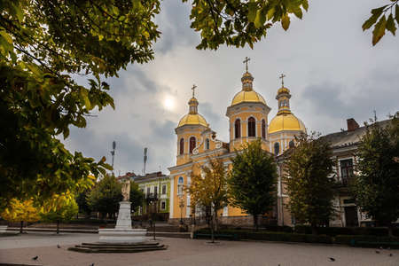 BEREZHANY, UKRAINE Greek Catholic Church of St. Trinity at Market Square in Berezhany, Ternopil...