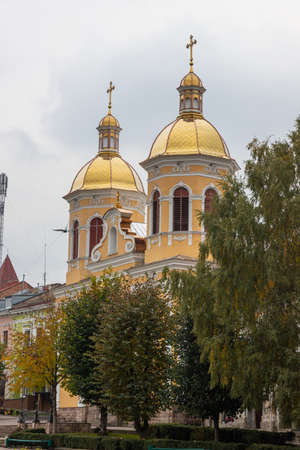 BEREZHANY, UKRAINE Greek Catholic Church of St. Trinity at Market Square in Berezhany, Ternopil...