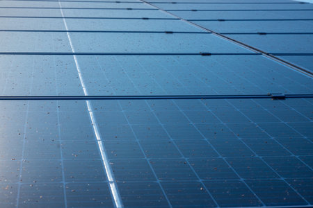 Solar panels in Large Photovoltaic power station, solar park, Renewable energy Sustainable energy, Solar Power Plant.の写真素材