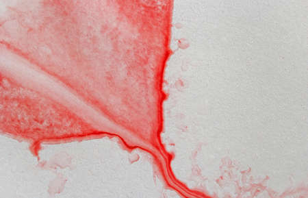 Bright watercolor blue-red stain drips. Abstract illustration on a white background. Banner for text, grunge element for decoration.の写真素材