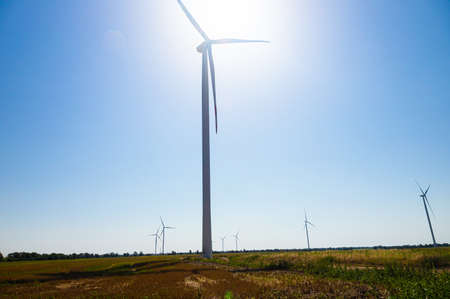 Wind generator installed in the middle of nature.