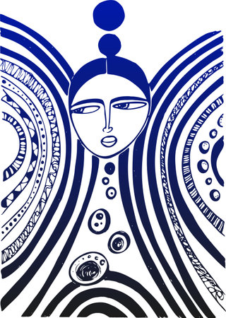 Graphic abstraction with a portrait of a woman. vector illustration.のイラスト素材