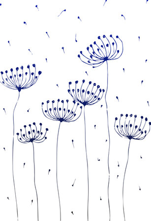 Ink, pencil, black and white flower sketch.Transparent background. hand drawn nature painting. freehand sketching illustration.のイラスト素材