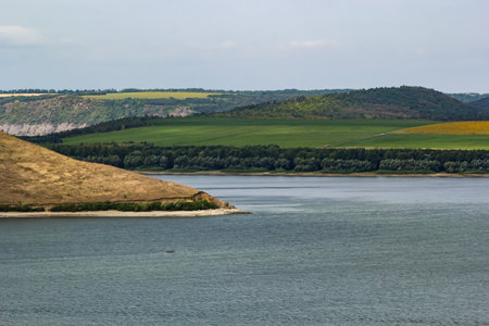 Bakota, Dnistrovske reservoir, Dnister river, Podilski tovtry National park, Khmelnitskiy region of Western Ukraine.の写真素材