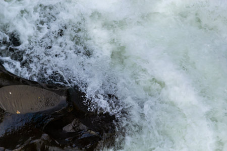 Waterfall and forest stream in the Carpathian mountains. Ukraine. Europe.の写真素材