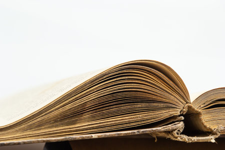 open book on pile of books background shcool study book. The concept of reading literature, education and book publishing. Free space for text.の写真素材