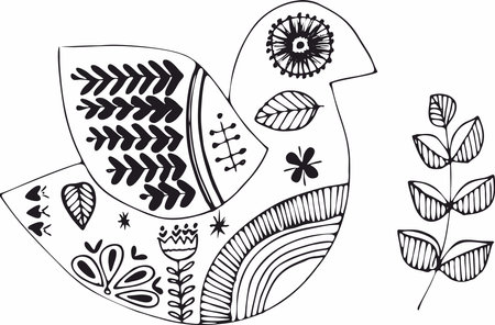 Geometric birds, symbols ornament ethnic.のイラスト素材