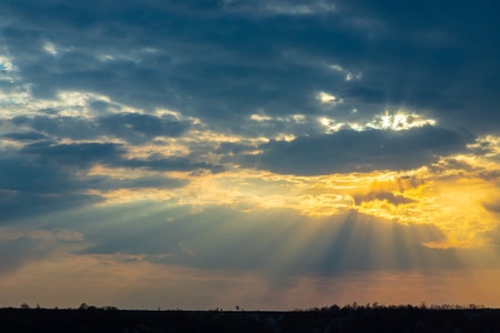 Horizon panorama and dramatic twilight sky and cloud sunset background. Natural sky background...