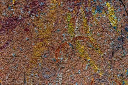 White plastered wall splattered with red paint. Paint splashes on the wall. Abstract background....