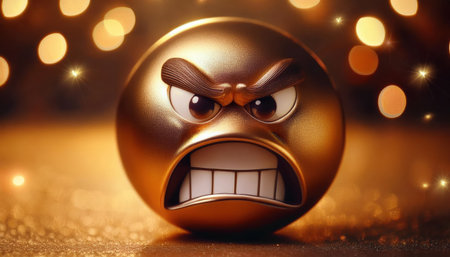 Firefly red slim emoji conveys intense anger with furrowed eyebrows and clenched teeth, surrounded by a warm, glowing backdrop that enhances the emotion.の素材