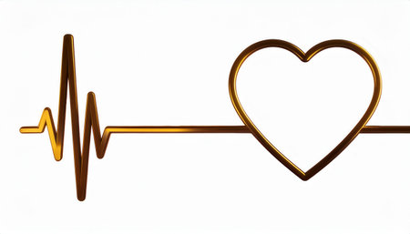 EKG outline creatively transitions into a heart shape, representing medical themes and emotional connection in a simplistic design.の素材