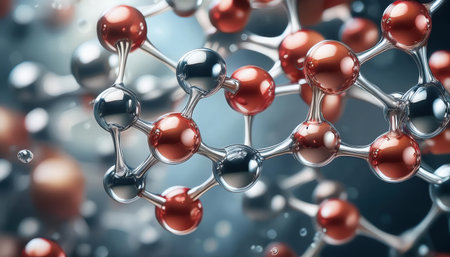 Innovative molecular structure showcases firefly zinc and bisabolol with intricate arrangements, highlighting cutting-edge advancements in chemical research and applications.の素材
