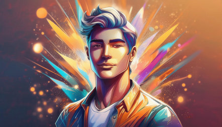 A colorful firefly logo embodies the spirit of an international community, showing diversity and vibrancy through artistic elements.の素材