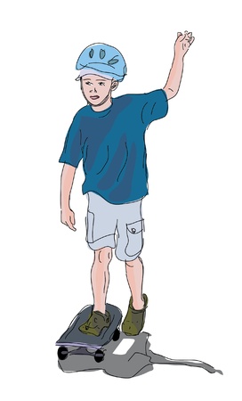 boy learning to ride a skateboardのイラスト素材