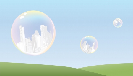 cities in bubbles abstract backgroundのイラスト素材