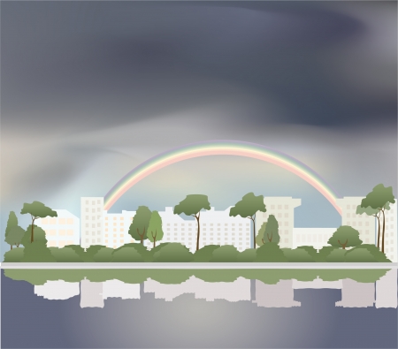 rainbow in the cityのイラスト素材