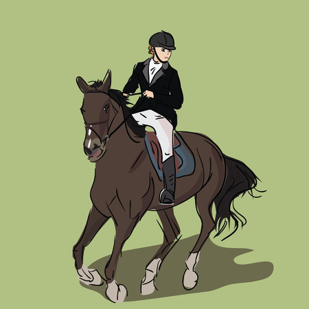 horsewoman riding a horseのイラスト素材