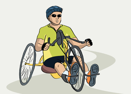 disabled man on a bicycleのイラスト素材