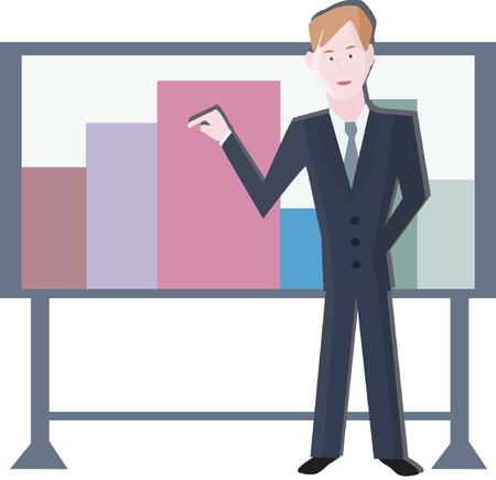 cartoon of businessman making presentationのイラスト素材