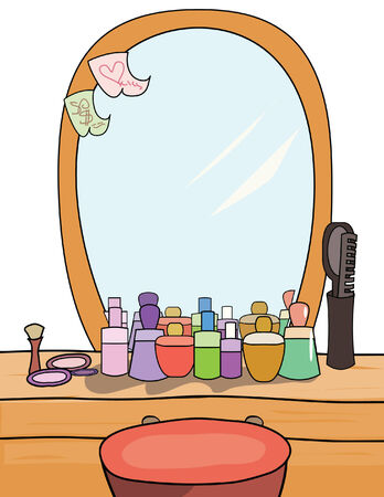 cosmetics and parfume at female bedromのイラスト素材