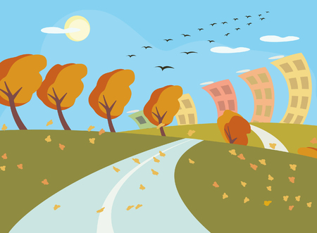 autumn landscape vector backgroundのイラスト素材