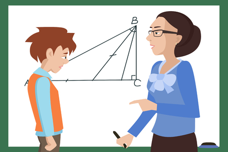 student has troubles at math lesson vector cartoonのイラスト素材