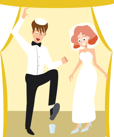 jewish wedding traditional ceremony, breaking the glass cartoonのイラスト素材