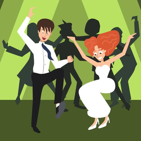 wedding party, people dancingのイラスト素材
