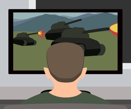 Man playing video game vector cartoon.のイラスト素材