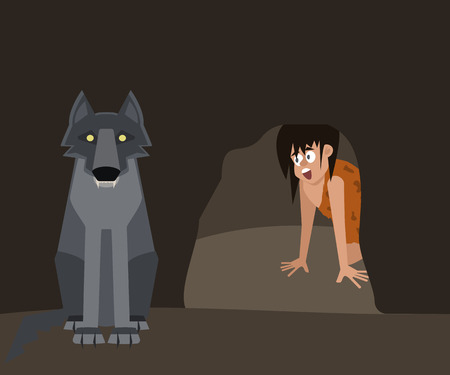 dangers of caveman life vector cartoonのイラスト素材