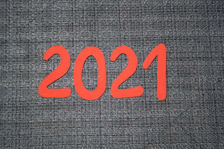 Holiday Party Decoration or postcard concept with top view and copy space. New year 2021の写真素材