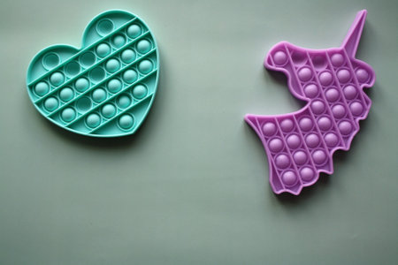 A colorful sensory toy fidget pushes it. Set of children's silicone toys antistressの写真素材