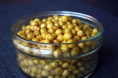 Roasted chickpeas with spices. Appetizer for drinks.の写真素材