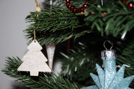 Holiday Party Decoration or postcard concept with top view and copy space. Space for text.の写真素材