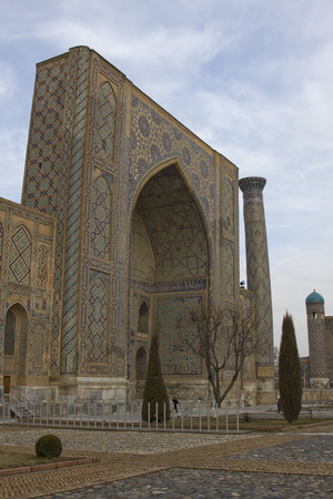 Madrasah on the Registan Square, Samarkand, Uzbekistan.の写真素材