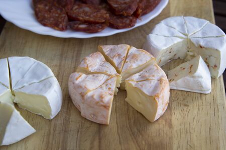Different types of Czech cheese Hermelin.の写真素材