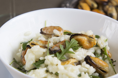 Risotto with mussels. Italian traditional foodの写真素材