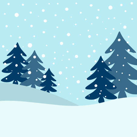 Snowy winter forest landscape backgroundのイラスト素材