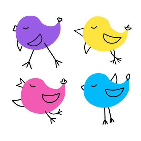 Set of cute little birds vector illustrationのイラスト素材