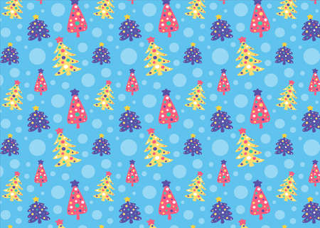 Christmas trees wallpaper seamless winter patternのイラスト素材