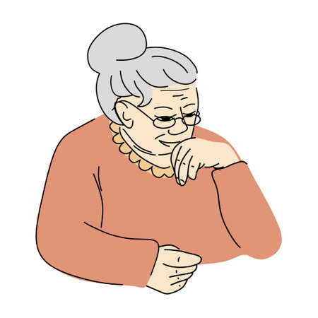 Smiling old woman wearing glassesのイラスト素材