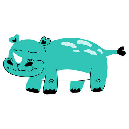 Cartoon cute rhino on white backgroundのイラスト素材