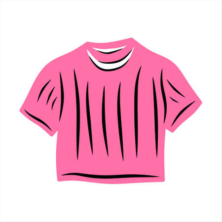 Cartoon pink casual top t-shirtのイラスト素材