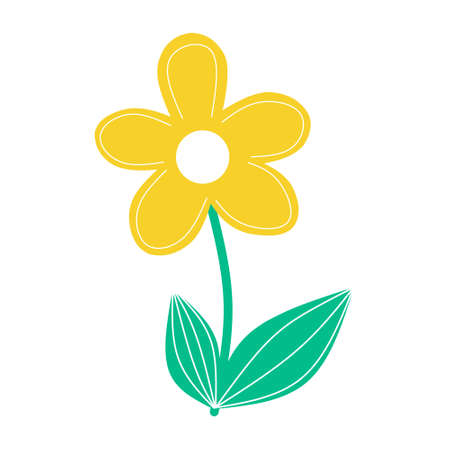 Cute doodle cartoon flower isolated on white backgroundのイラスト素材