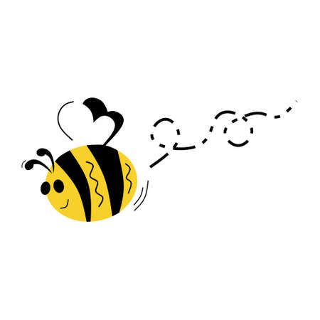 Cute cartoon insect bee isolated on white backgroundのイラスト素材