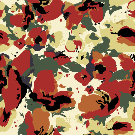 Seamless abstract floral pattern with of poppy  Vintage vector background のイラスト素材