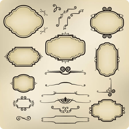 Vector set of vintage calligraphic elements and page decorationのイラスト素材