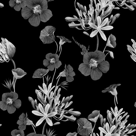 Seamless floral pattern with flowers, watercolor. の写真素材