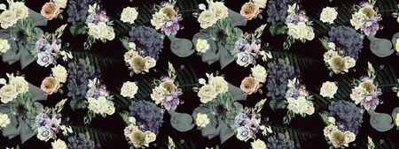Seamless floral pattern with flowers, watercolor