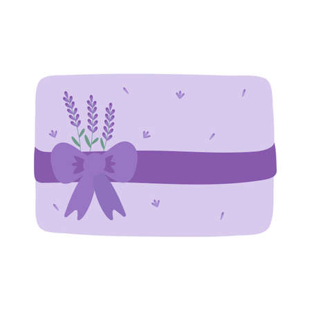 An envelope, a letter decorated with lavender flowers. Vector illustration isolated on a white background. For a design or a postcardのイラスト素材